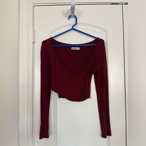 Women’s Maroon Long Sleeve Crop Top Wrap